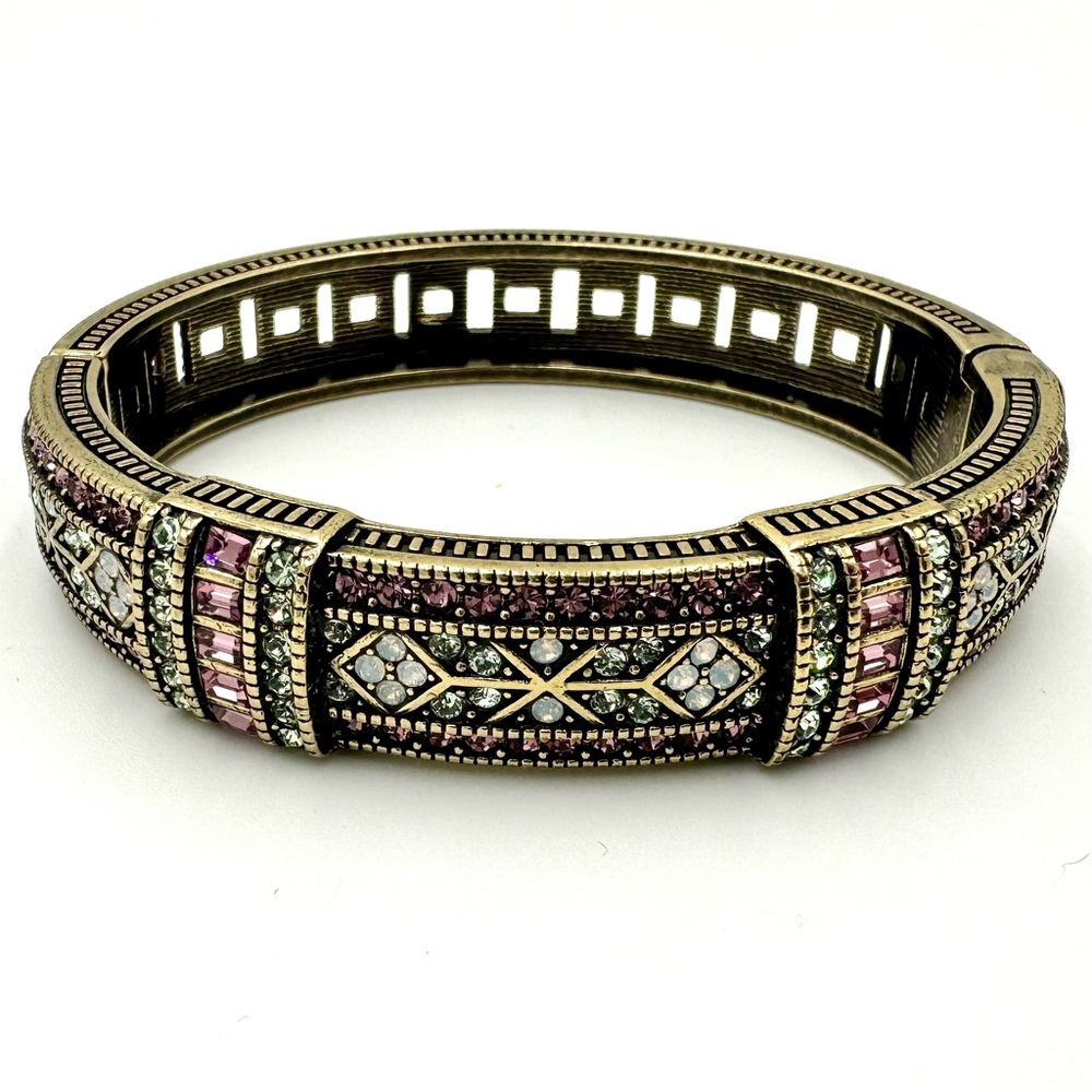 NWOB Heidi Daus *retired* Swarovski pink/white/green bangle clamper bracelet
